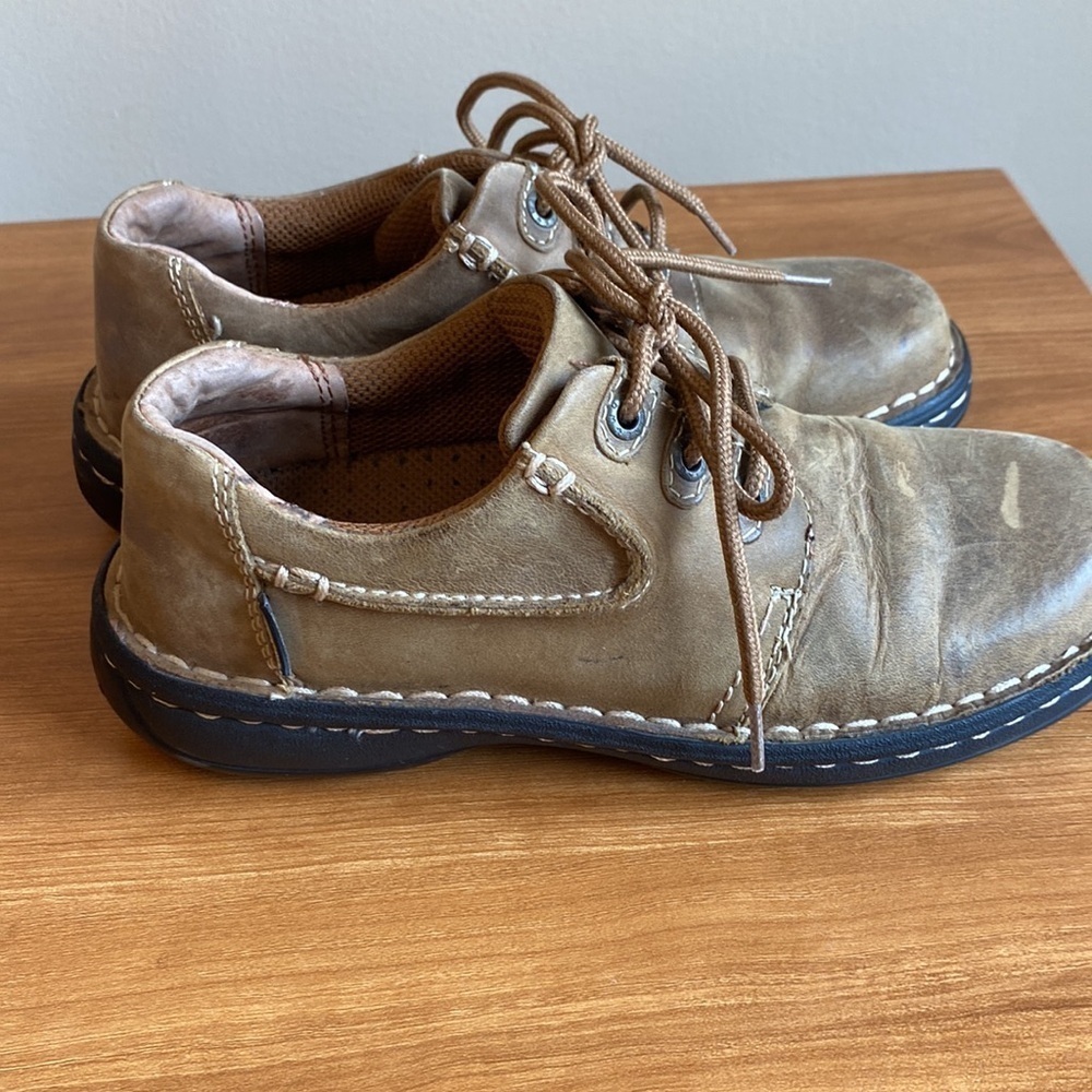 Men’s Wolverine Durashock Brown Leather Oxfords Shoes Size 6.5 slip resistant - Picture 2 of 8